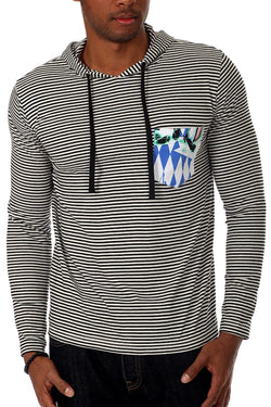 00 Nothing Black Stripe Blue Panther Hooded Shirt thumbnail 1