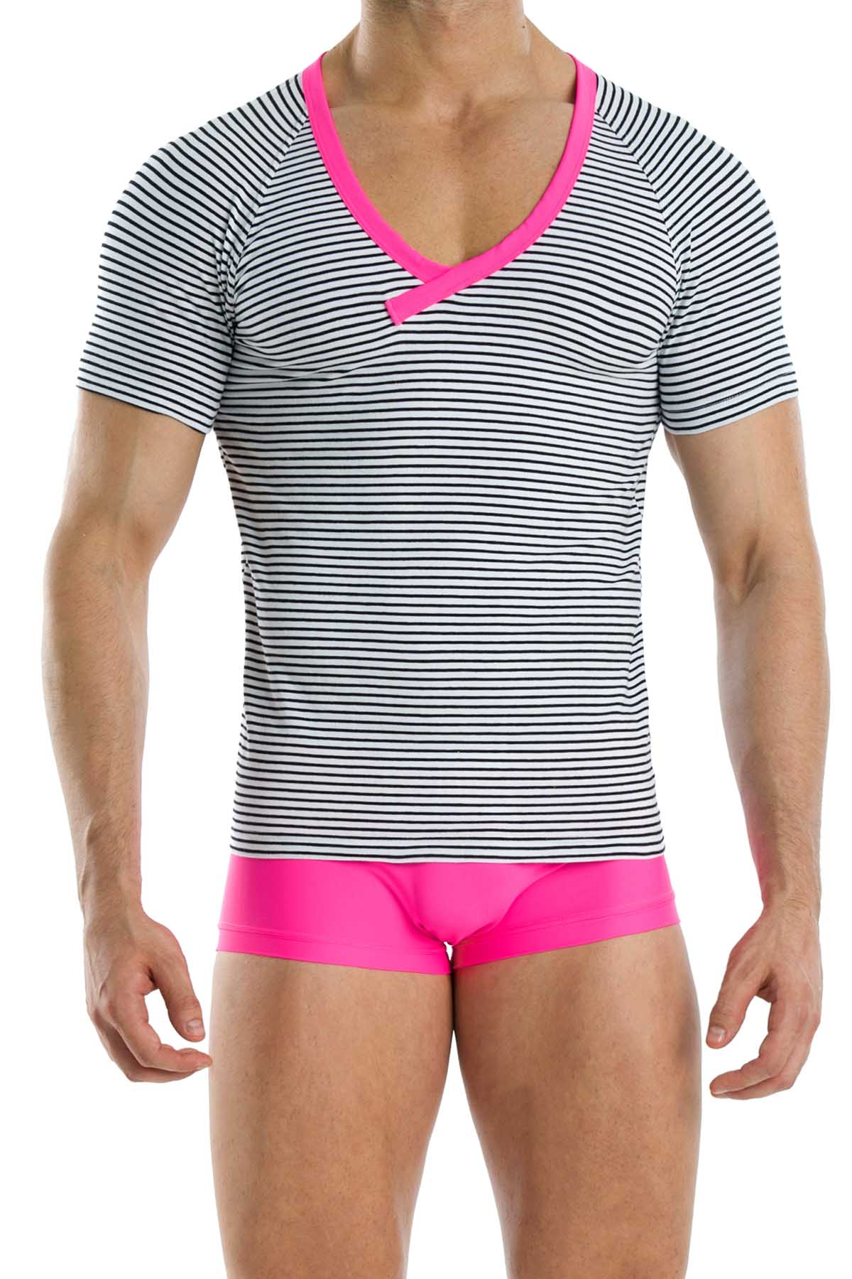 Modus Vivendi Neon-Fuchsia Narrow V-Neck Tee