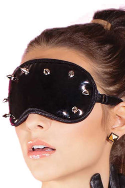 Coquette Black Wet-Look Studded Eye Mask thumbnail 1