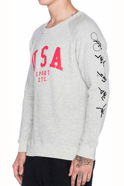 Rxmance Unisex Oatmeal USA Crew Sweatshirt thumbnail 1
