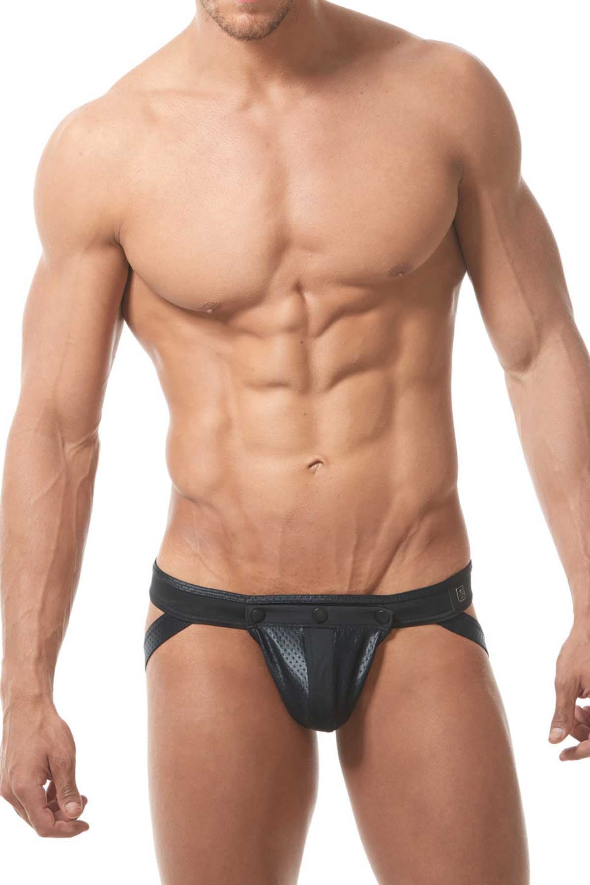 Gregg Homme Black Reveal Italian Jacquard Snap Pouch Jock