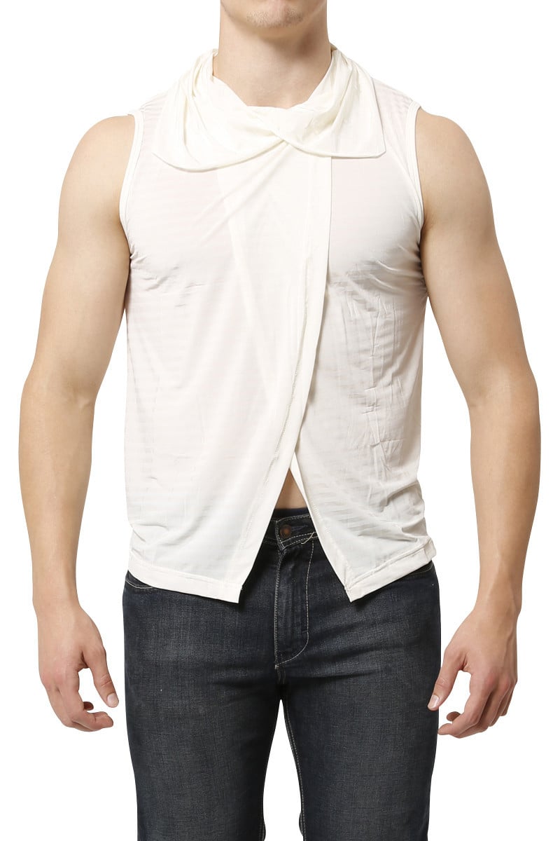 P.O.V. Ivory Toga Sleeveless Shirt