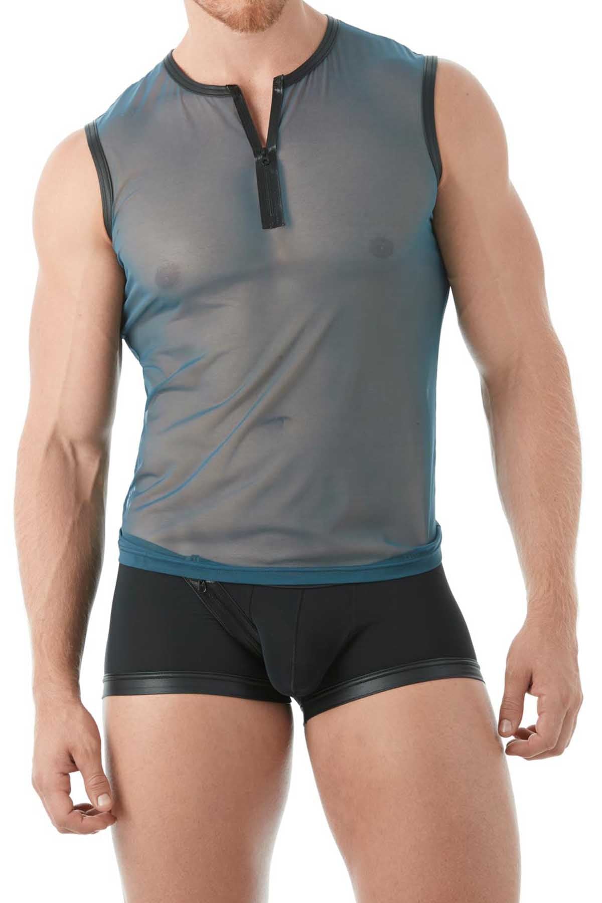 Gregg Homme Blue Break-In Muscle Mesh Shirt