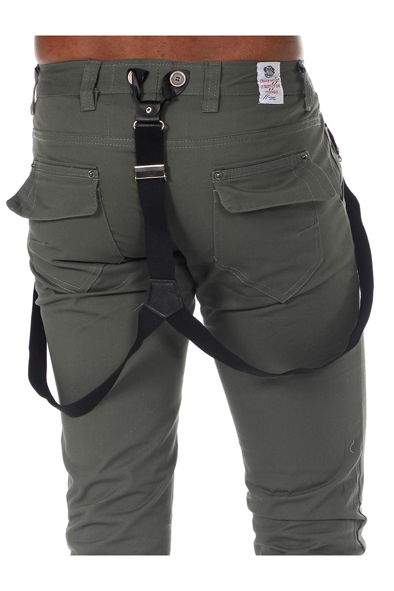 Something Strong Dark Green Suspender Pant