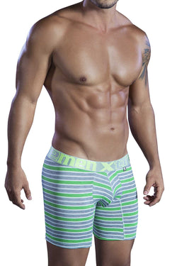XTREMEN Green/Heather-Grey Stripe Poly-Cotton Boxer Brief thumbnail 2