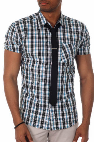 Justified Lies Blue Non-Fatal Gunshot Button-Up