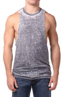 Y.M.L.A. Grey Burnout Split Muscle Tank thumbnail 1