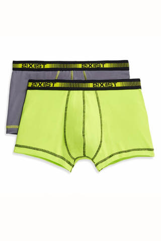 2(X)IST Lime & Grey Performance Micro No-Show Trunk 2-Pack