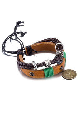 Brown Leather Infinity Charm Bracelet thumbnail 2