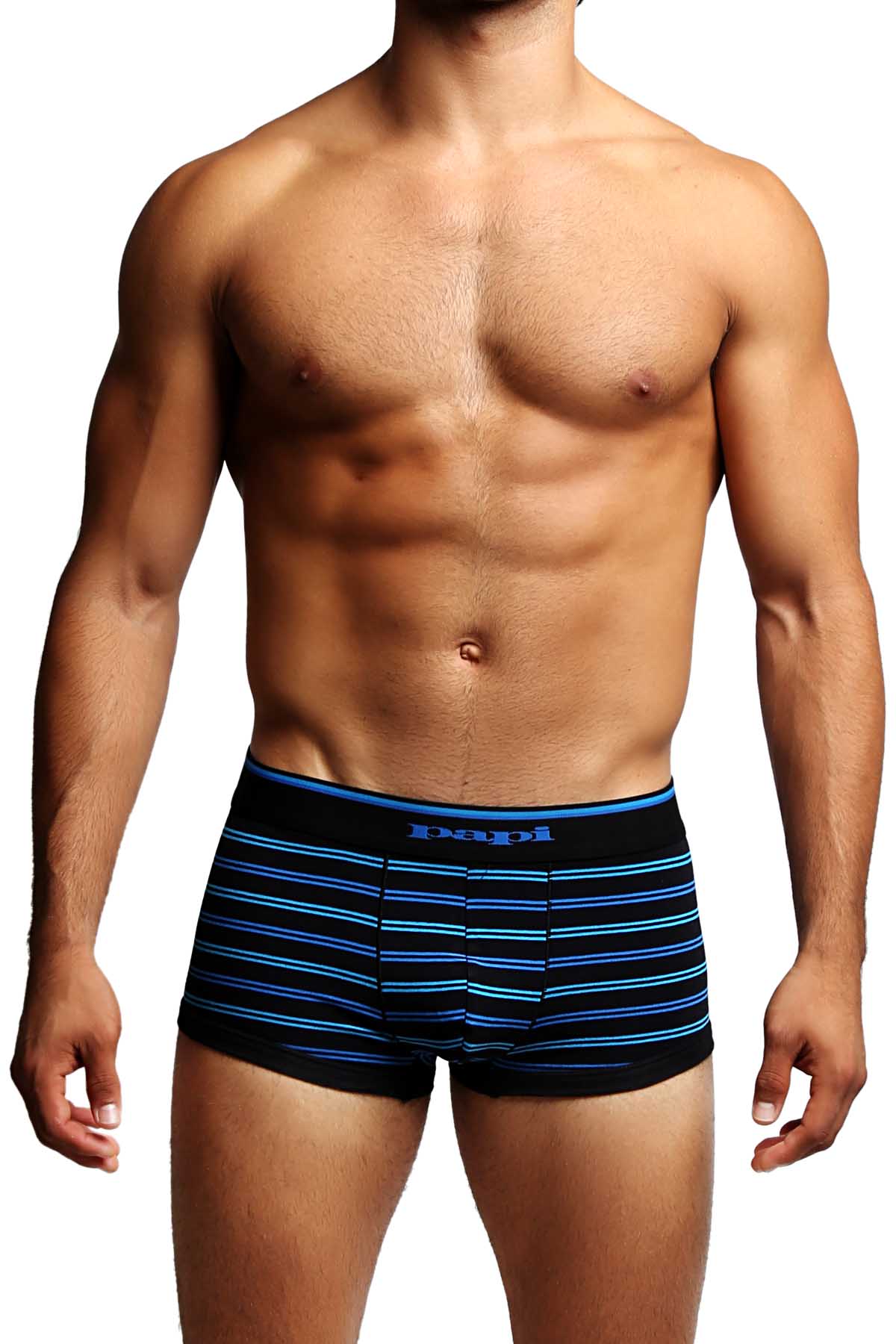 2-Pack Black & Blue Stripes Stretch Brazilian Trunks