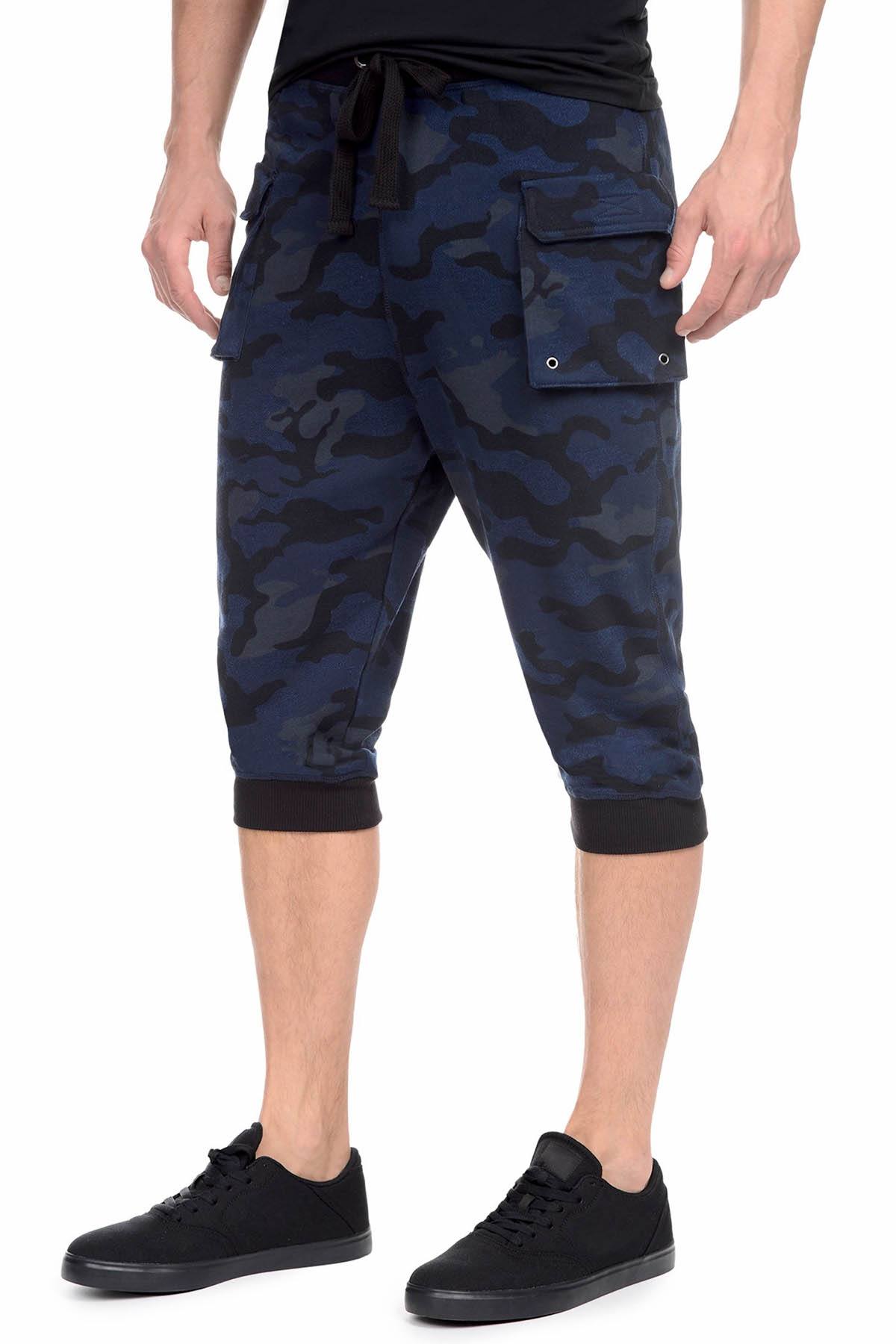 2(X)IST Blue-Camo French Terry Cropped Cargo Pant