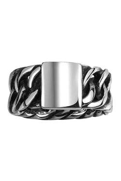 Gomaya Silver Chain & Plate Stainless Steel Ring thumbnail 1