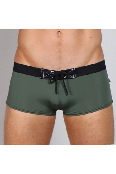 Timoteo Green & Black Long Board Swim Trunk