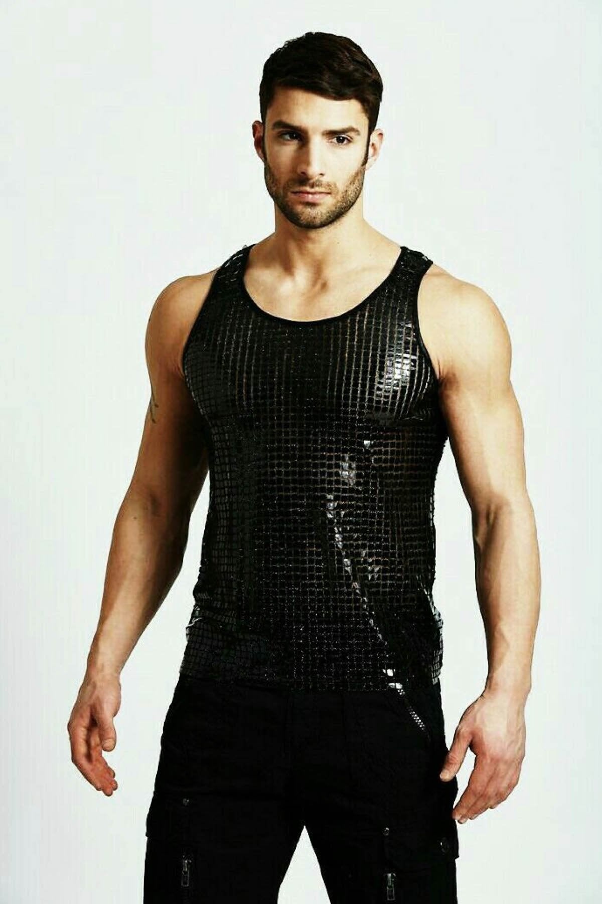 Y.M.L.A. Black Disco Squares Tank Top