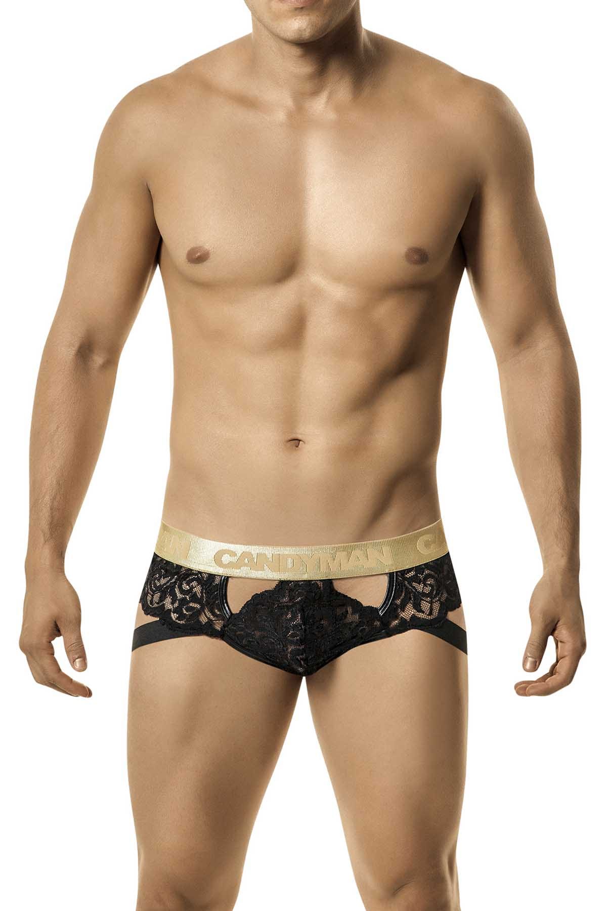 Candyman Black Lace Jock Thong