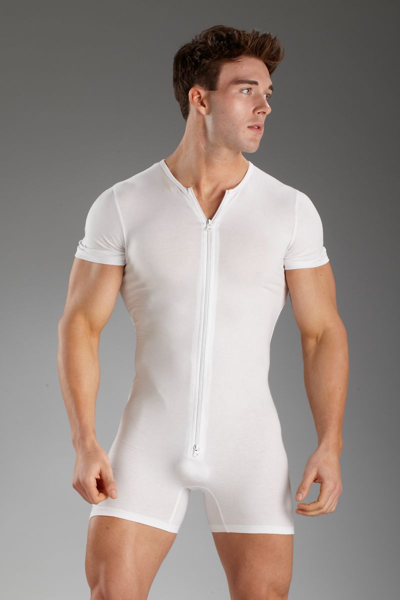 Undergear White Zip-Front Onesie