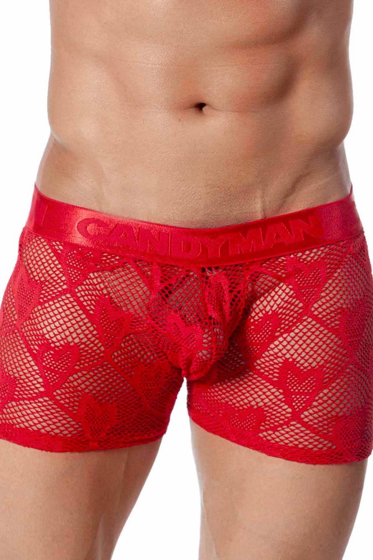 Candyman Red Fishnet Heart Boxer