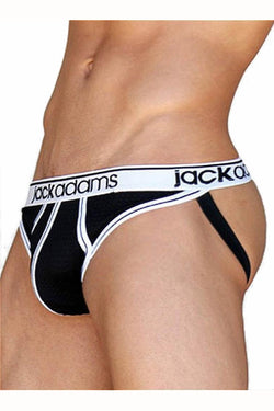 Jack Adams Black & White Varsity Mesh Jockstrap thumbnail 1