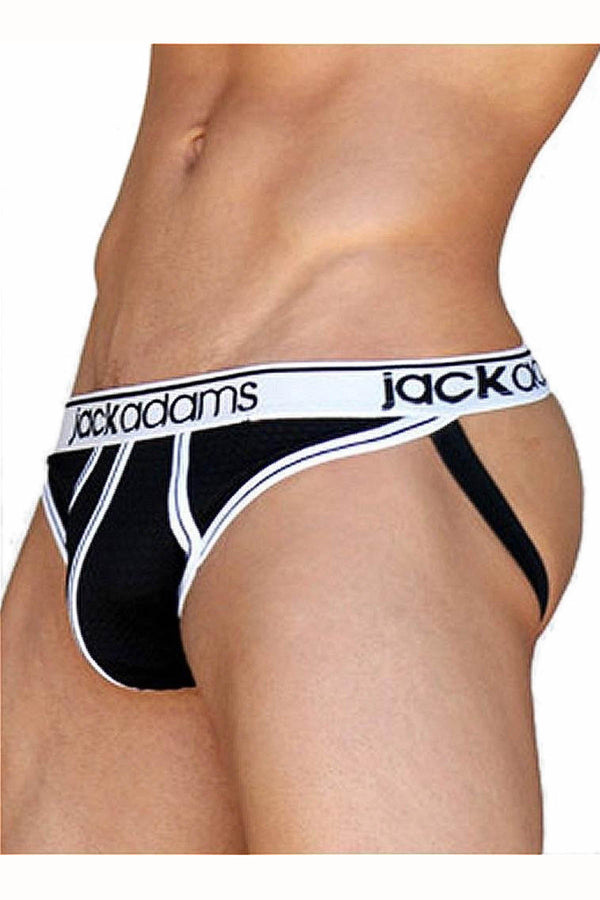 Jack Adams Black & White Varsity Mesh Jockstrap