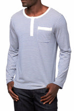 Oxymoron Blue & White Genuine Forgery Long-Sleeve Henley