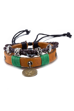 Brown Leather Infinity Charm Bracelet thumbnail 1