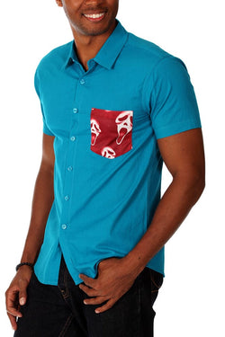 00 Nothing Blue Skull Red Button-Up thumbnail 1