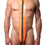 Candyman Neon-Orange Wet-Look Zipper Singlet