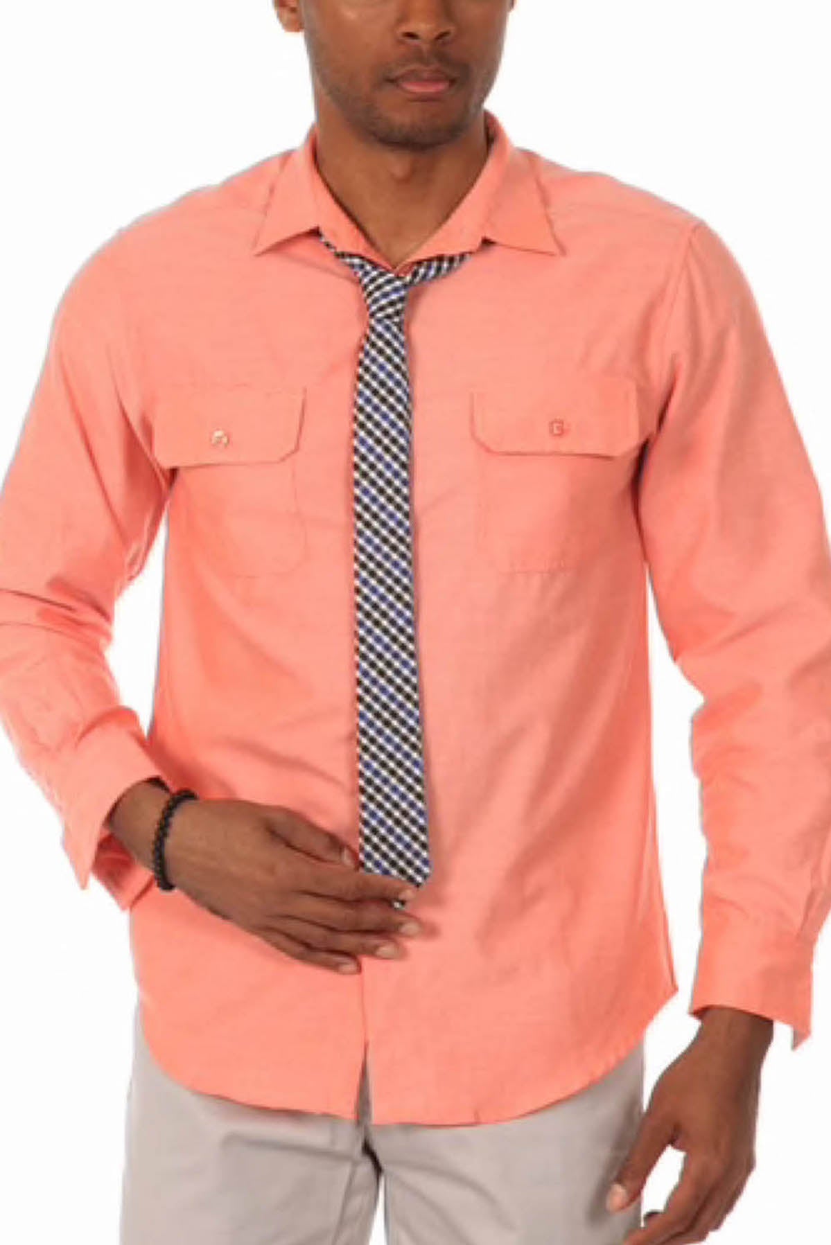 Justified Lies Salmon Nobody In The Bedroom Button-Up Shirt