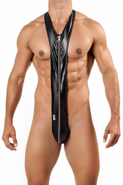 Candyman Black Wet-Look Zipper Singlet thumbnail 1