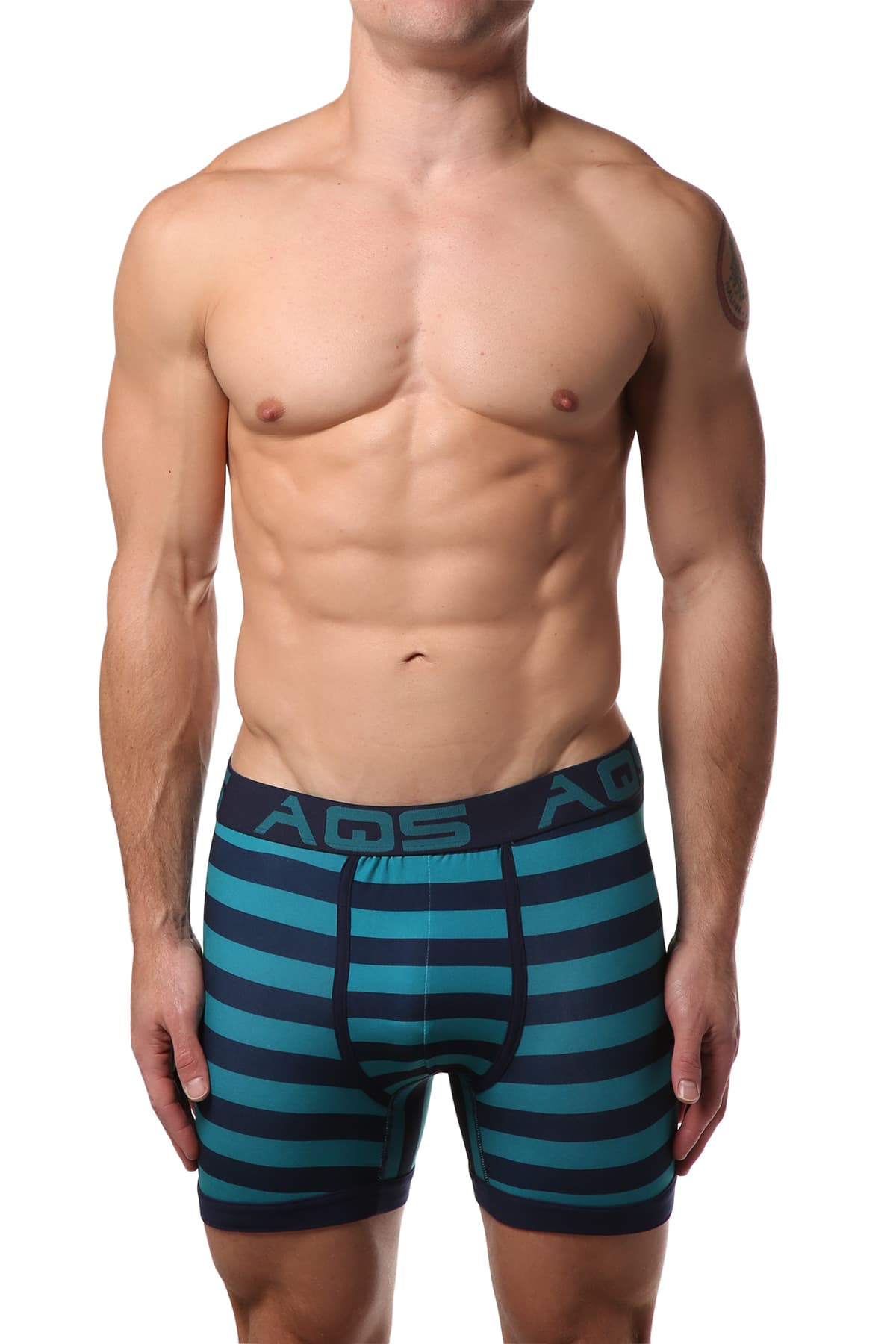 AQS 3pk Teal, Black & Burgundy Stripe Boxer Brief