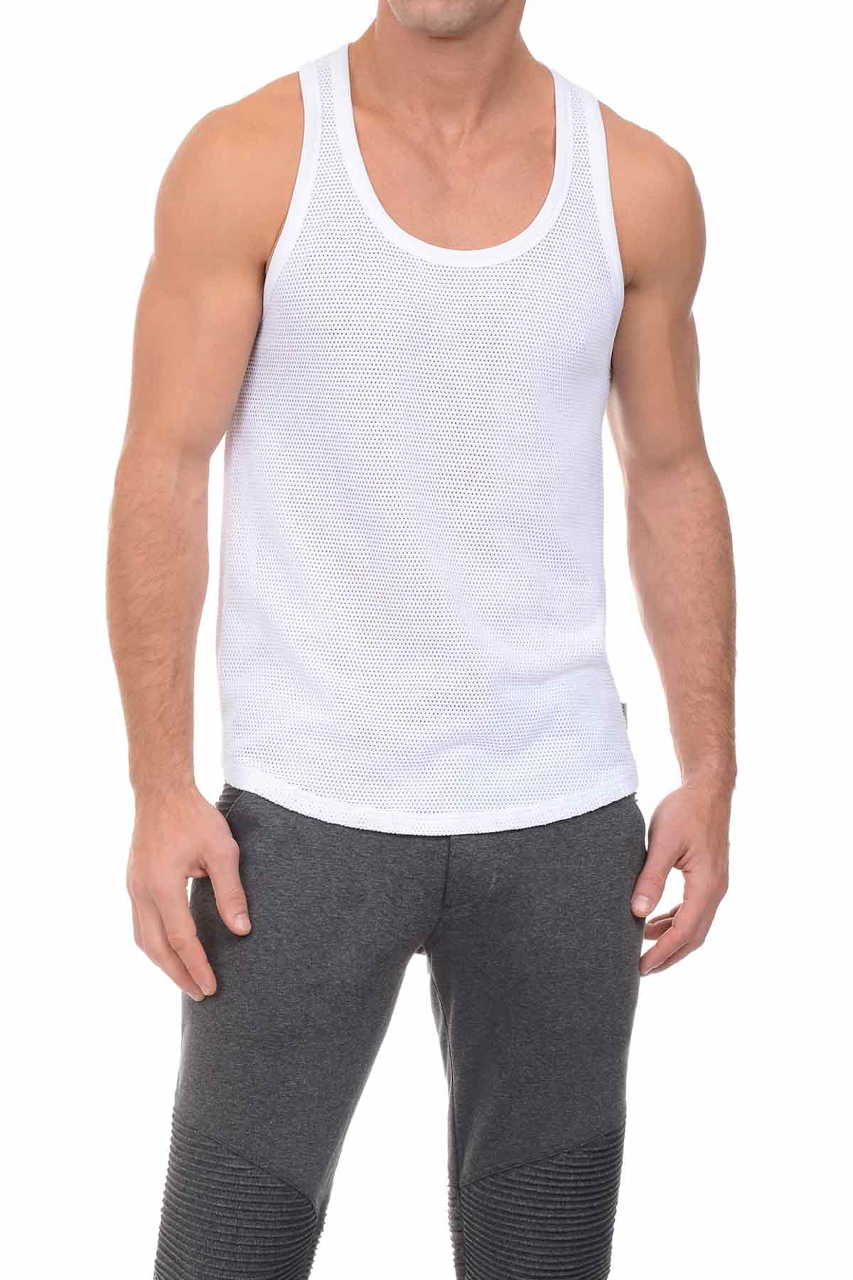 2(X)ist White Modern Sport Open Mesh Tank Top