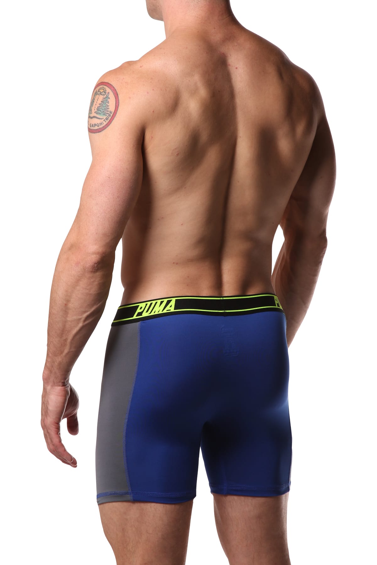 PUMA Blue & Grey Solid Side Panel Boxer Brief