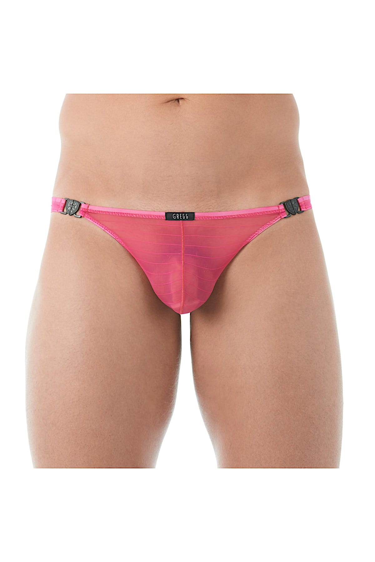 Gregg Homme Pink Mesh Suspender C-Ring Thong