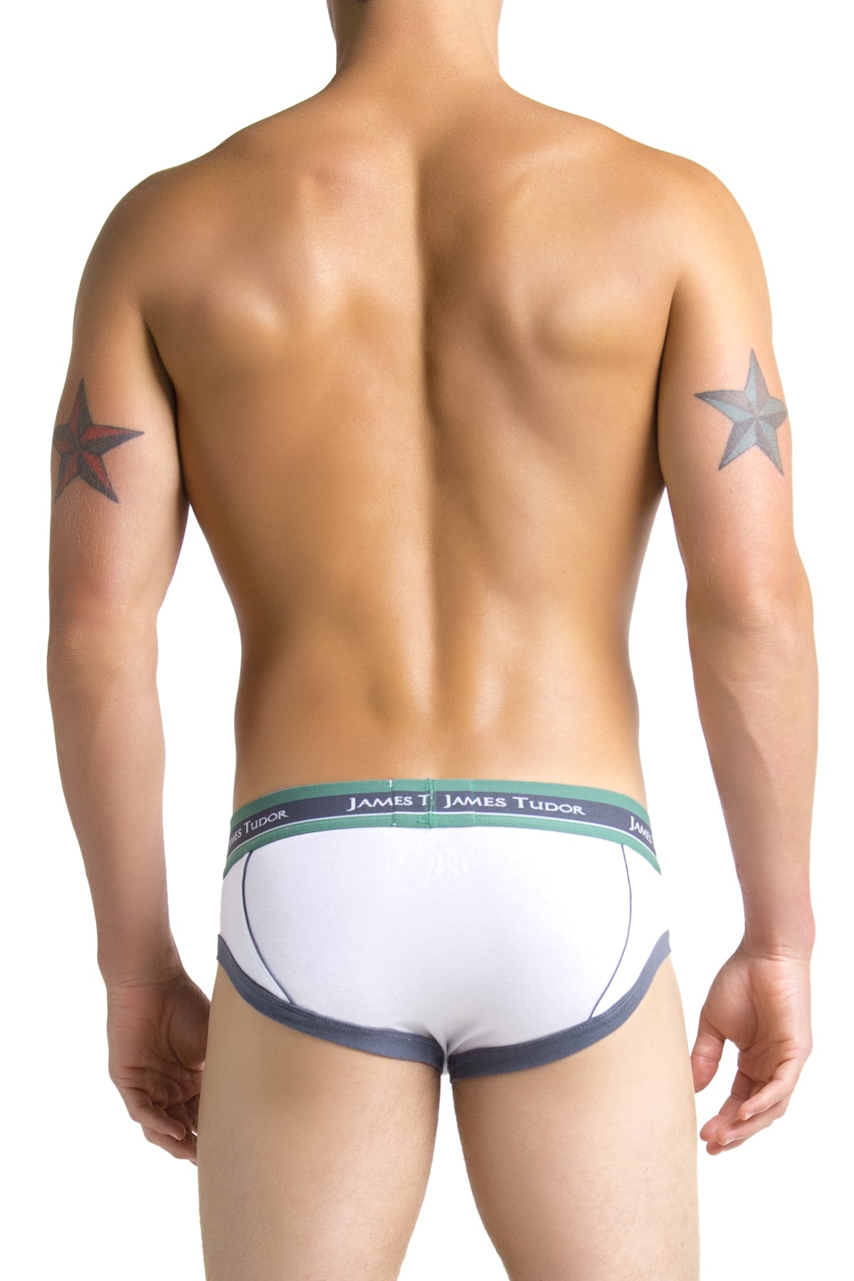 James Tudor White & Grey Retro Brief