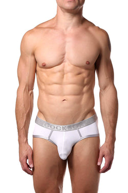 Cocksox White/Silver-Shimmer Contour-Pouch Sports Brief thumbnail 1