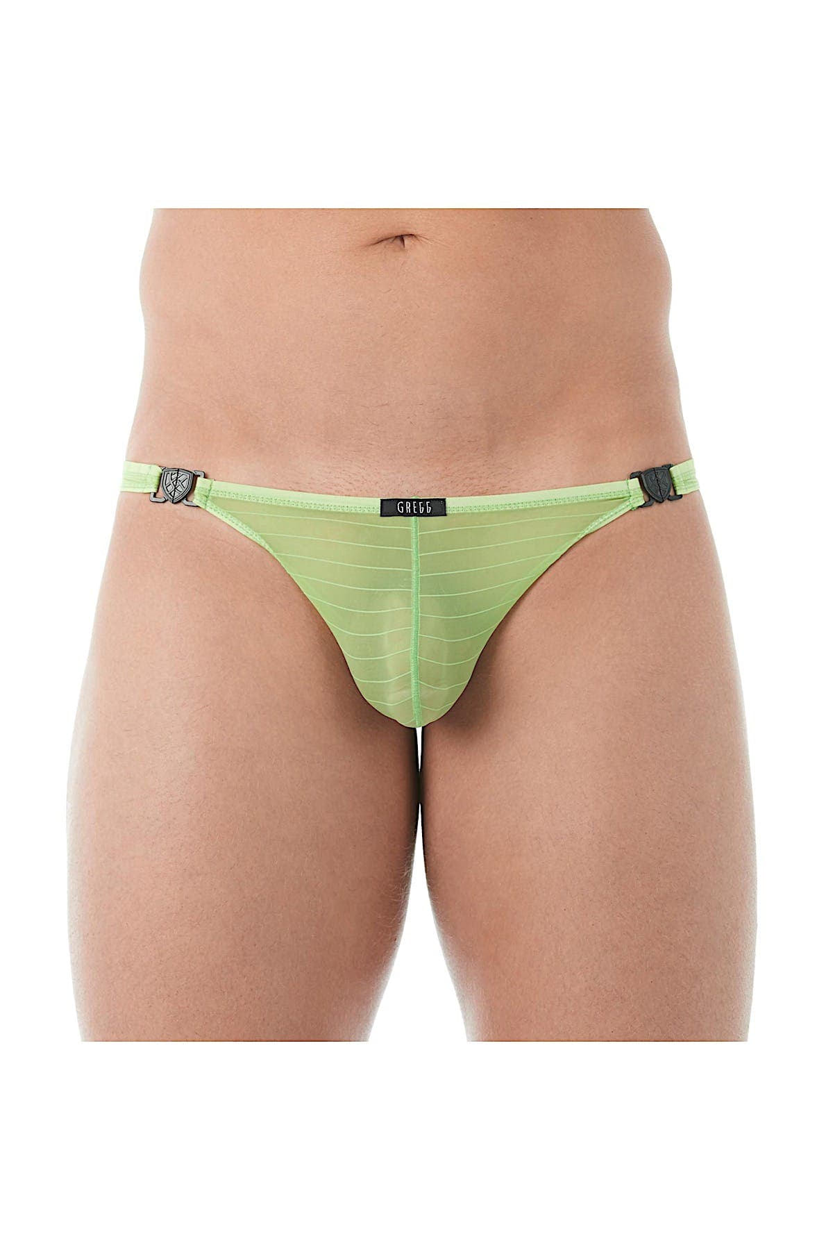 Gregg Homme Lime Mesh Suspender C-Ring Thong