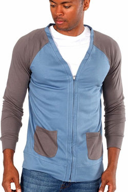 Zutoq Blue & Grey Zip Cardigan thumbnail 1