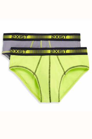2(X)IST Lime & Grey Performance Micro No-Show Brief 2-Pack