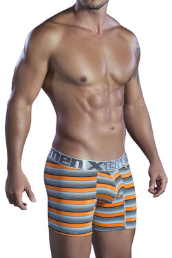XTREMEN Orange/Black/Grey Stripe Microfiber Classic Boxer Brief thumbnail 2