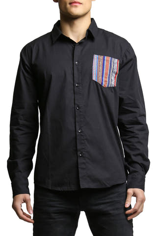 00 Nothing Black Navajo Joe Button-Up