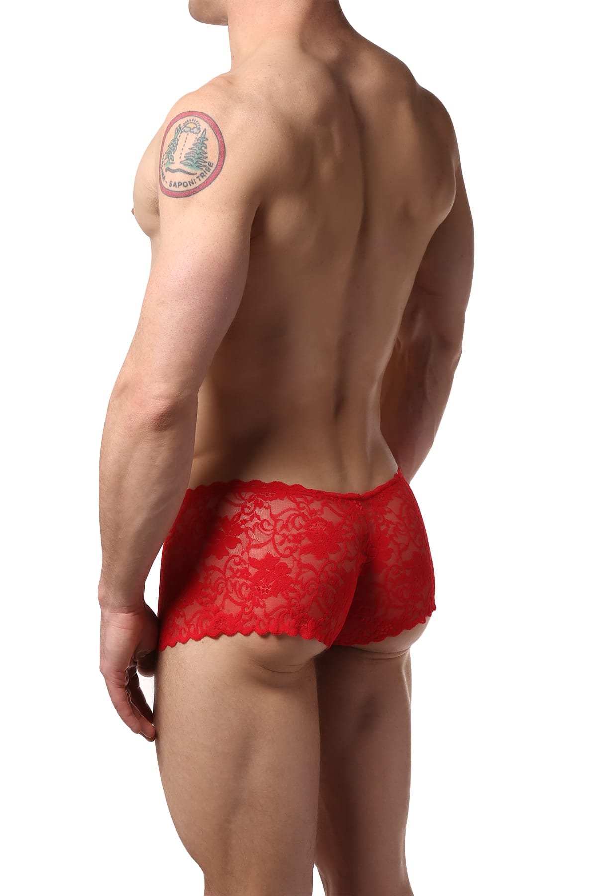 Male Basics Red Rose-Lace Boyshort