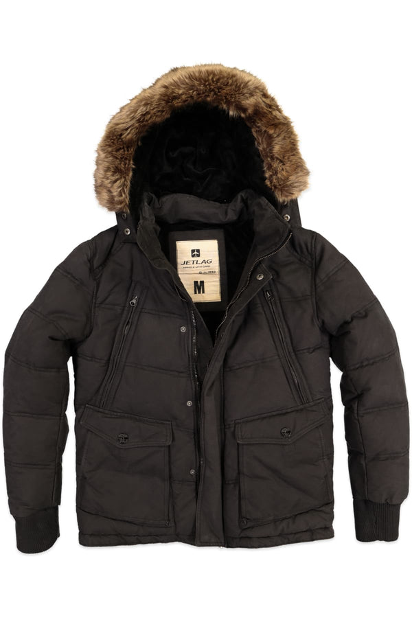 Jetlag Black Hooded Parka