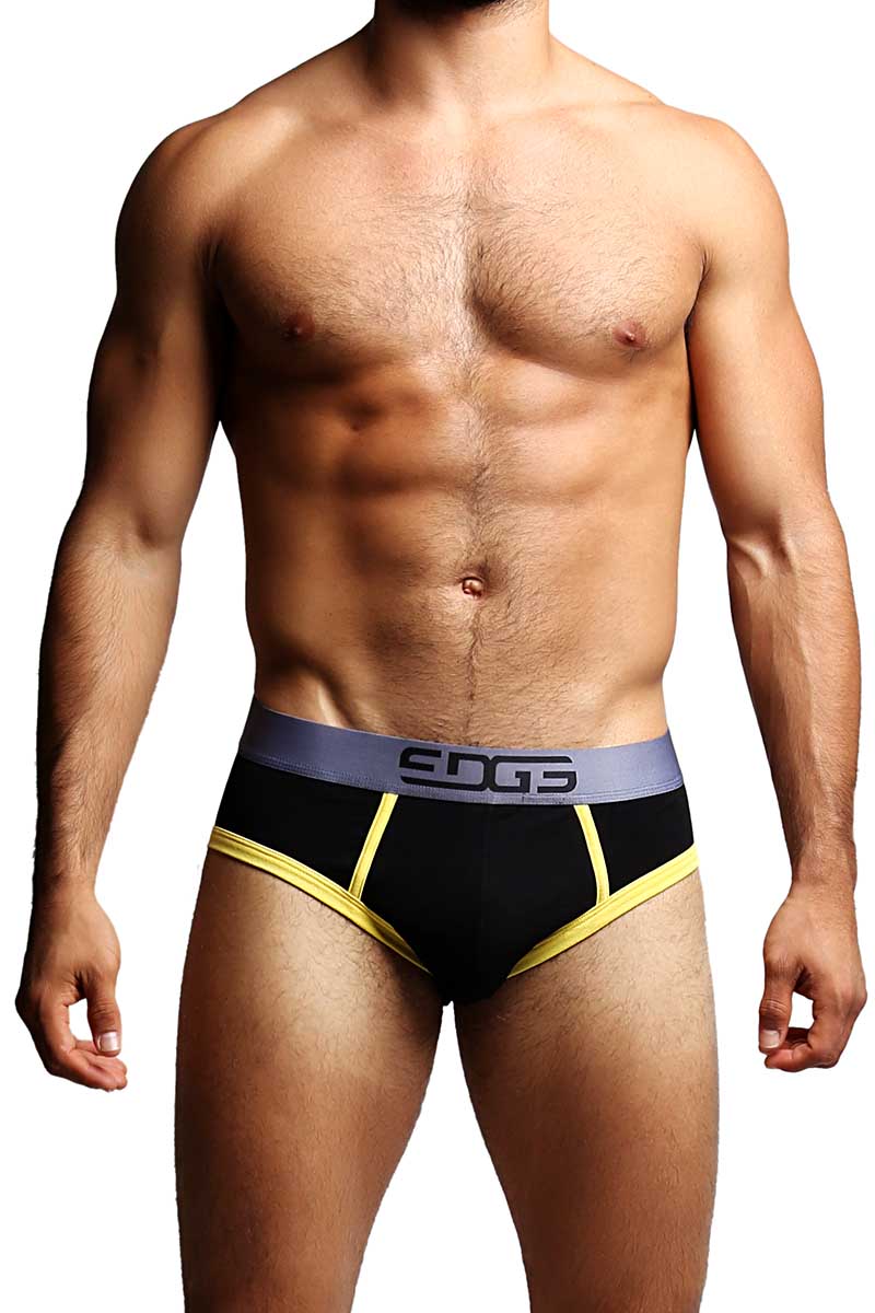 Edge Black & Yellow Fitted Brief