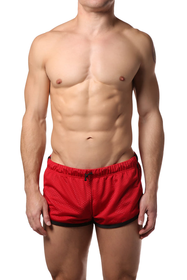 Jack Adams Red Air Mesh Track Short W/ Liner