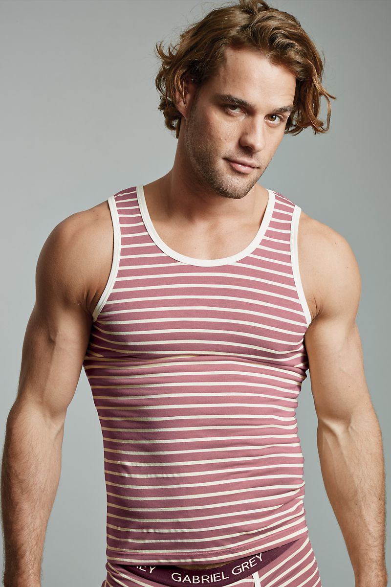 Gabriel Grey Sangria Striped Polo Tank