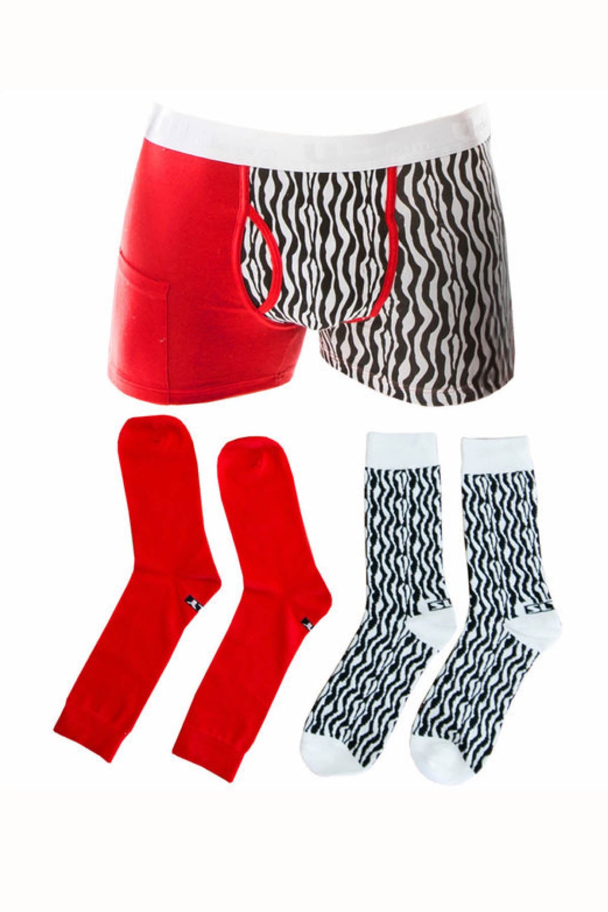 Sly Red & Black Urban Zoo Boxer Brief & Sock Pack