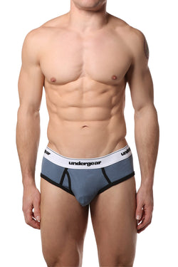 Undergear Blue, Grey, Black Ribbed Brief 3-Pack thumbnail 3