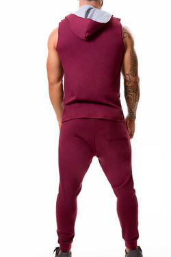 Jor Red-Wine Soho Sleeveless Hoodie thumbnail 3