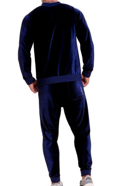 Jor Navy-Blue Velvet Zip-Jacket thumbnail 3