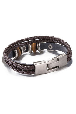Dark Brown Leather Weaving Rope Chain Bracelet thumbnail 3